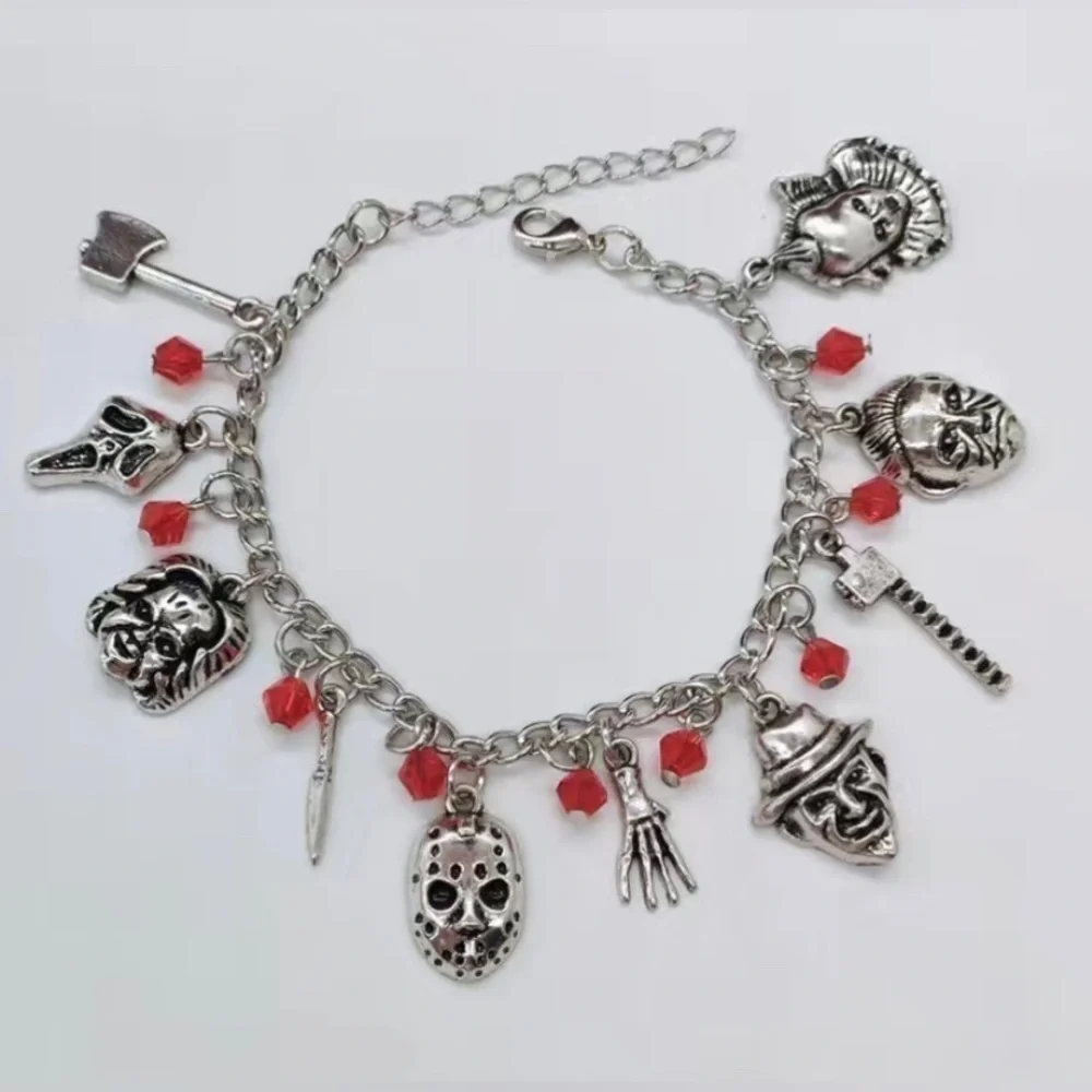 Halloween Charm Bracelet Men Gothic Punk Dagger It Scream Freddie Kruger